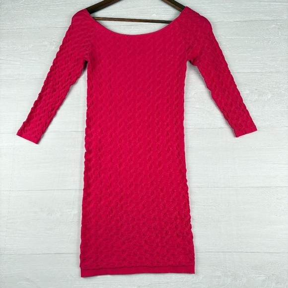 Bebe Pink Long Sleeve Mini Form Fitting Dress.  Size Small - Picture 10 of 10